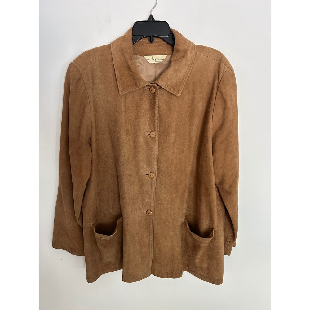 Vintage Sibylle Lyn Tan Soft Suede Leather Jacket Made in Canada Size 12